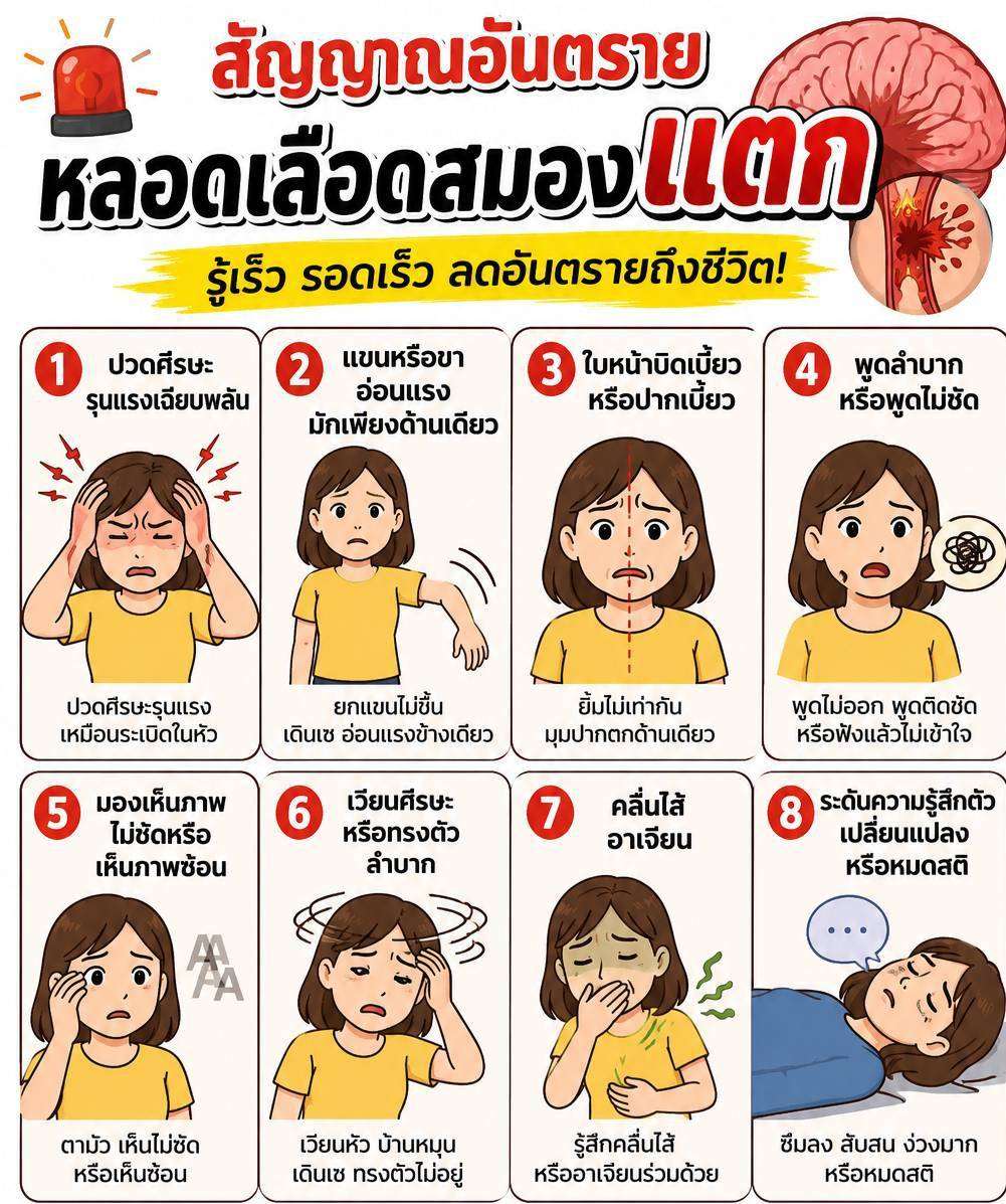 สัญญาณเตือนหลอดเลือดในสมองแตก