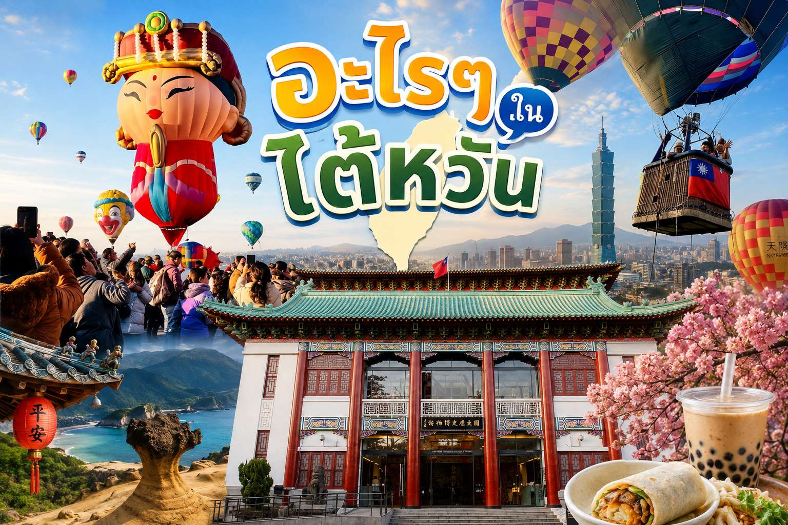 อะไรๆ ในไต้หวันสัปดาห์นี้ ไปรู้จักบอลลูนสายมู ที่จะมาโชว์ตัวในไทจง พร้อมพาคุณไปเที่ยวชมพิพิธภัณฑ์ประวัติศาสตร์แห่งชาติในไทเป (ภาพจาก AI)