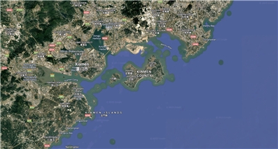 Зображення: лише кілька кілометрів розділяють контрольований Тайванем о. Кінмень (Цзіньмень) та КНР. (Мапи Google)