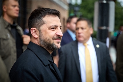 Фото: президент Володимир Зеленський під час візиту до Білого Дому 18 серпня. (AFP)