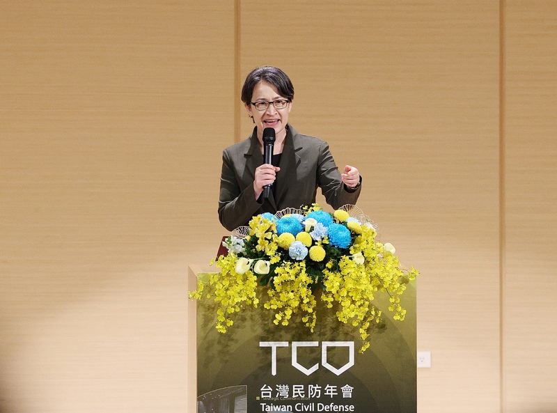 Сяо Бікхім на відкритті «Taiwan Civil Defense Convention» 28 березня. (Фото: CNA)