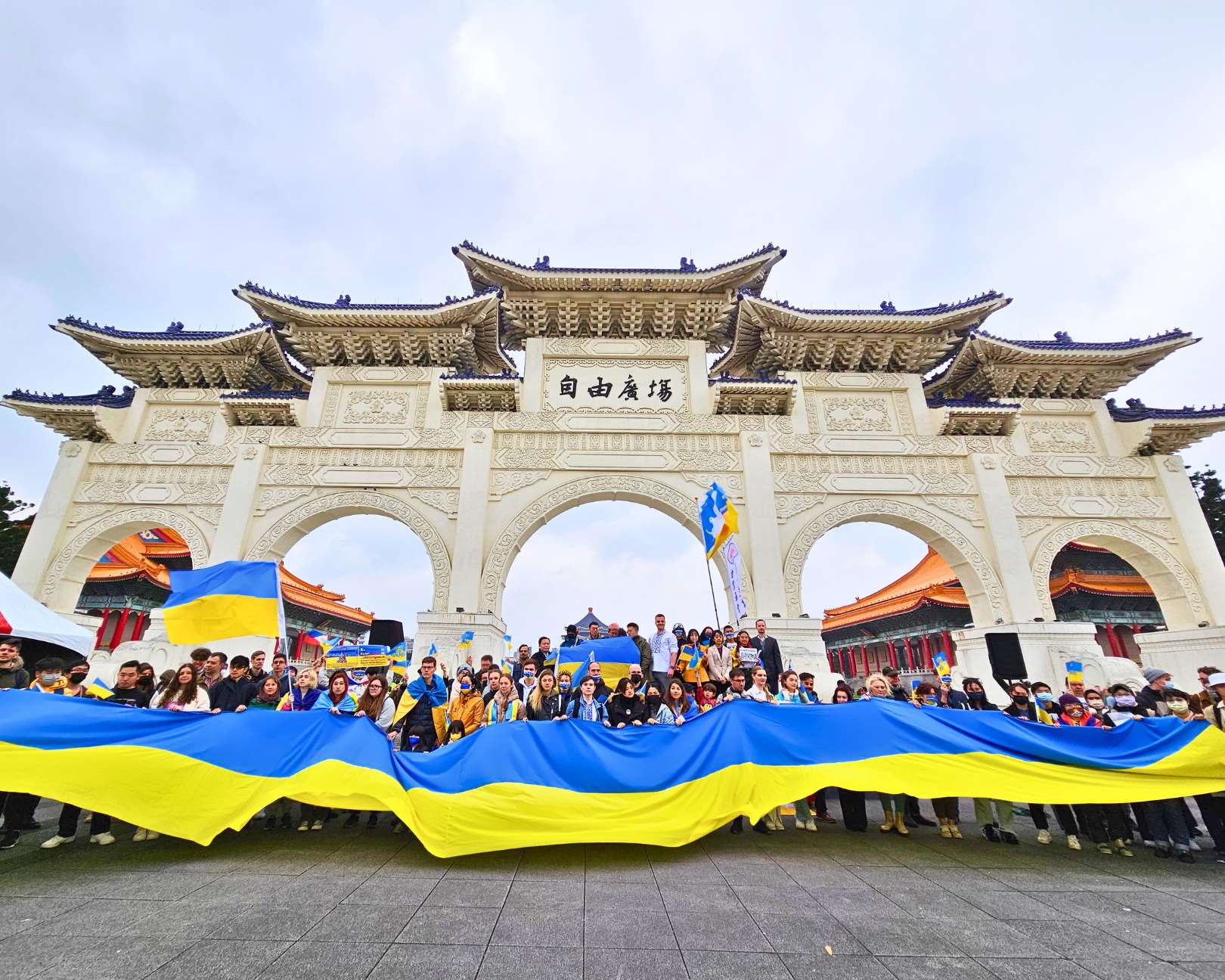 Протестна акція на площі Свободи в Тайбеї у лютому 2023 року. (Фото: TSWU)