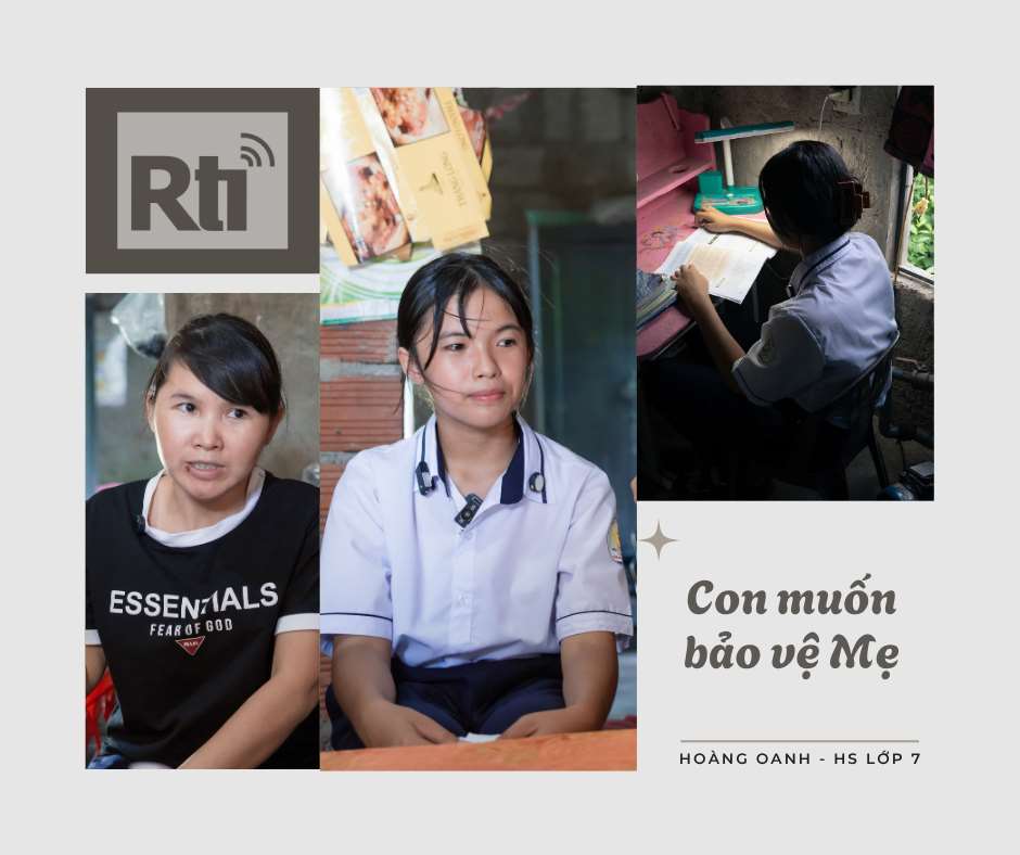 Hai mẹ con Hoàng Oanh.