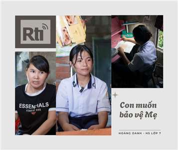 Hai mẹ con Hoàng Oanh.