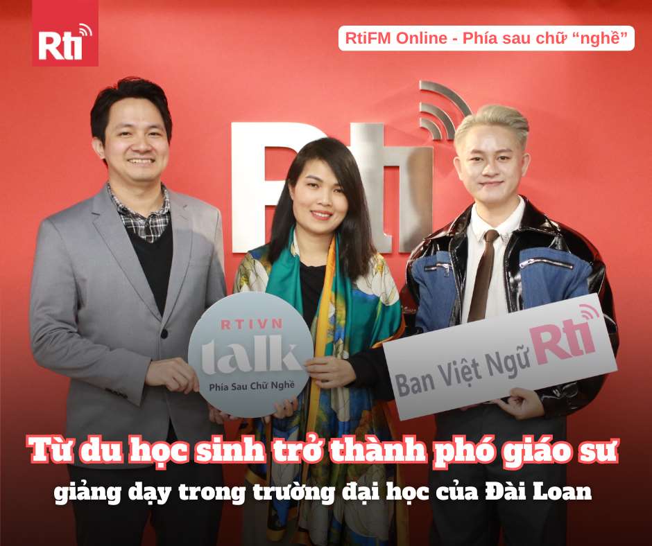 TS Đỗ Hải Dũng (ngoài cùng bên trái), PGS.TS Lê Thị Nhâm (chính giữa) và MC Đức Mạnh (ngoài cùng bên phải) tại “Tọa đàm hướng nghiệp số 4”. (Ảnh: Ban Việt Ngữ - Rti)