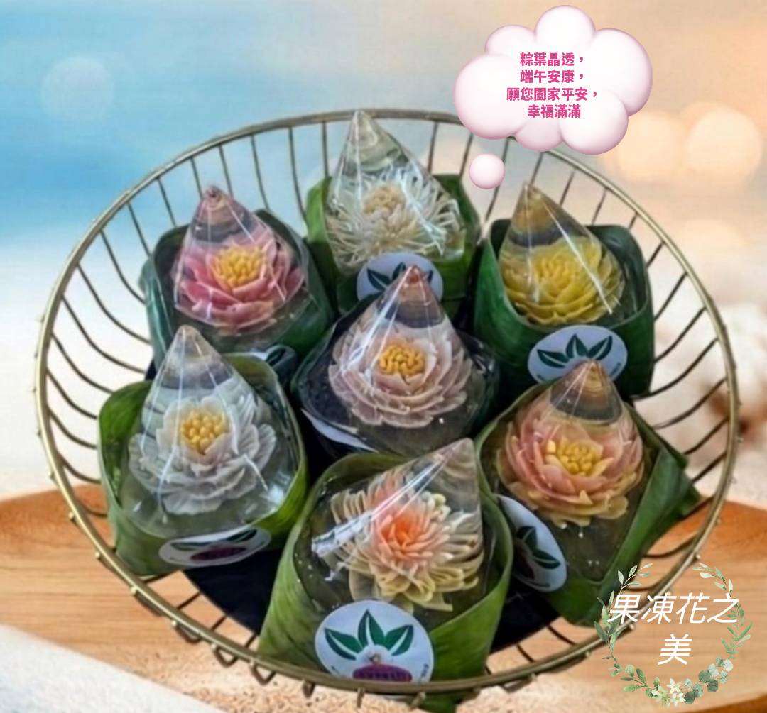 Chị Hồ Ngọc Hoa không ngừng học hỏi sáng tạo để tạo ra những tác phẩm rau câu 3D vừa lành mạnh nhưng vẫn mang đậm dấu ấn nghệ thuật, trong hình là tác phẩm rau câu 3D "bánh ú" nhân dịp tết Đoan Ngọ 2026 của chị (Ảnh: Nhân vật cung cấp)