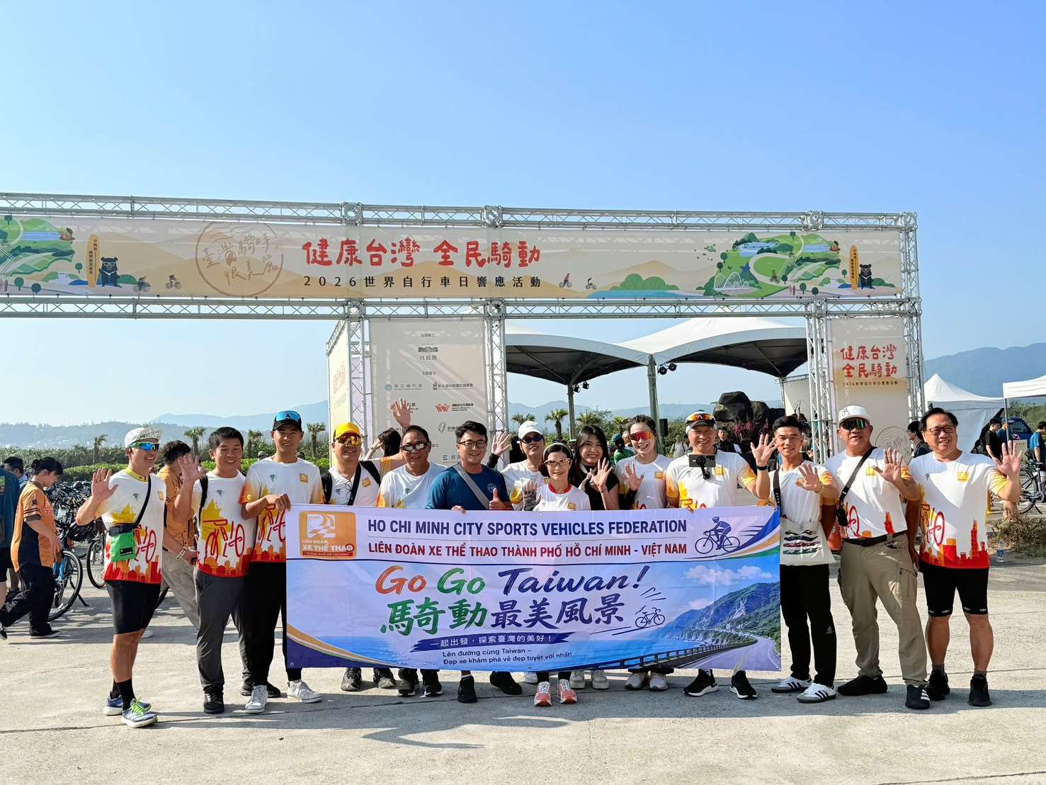 Đoàn Việt Nam sang Đài Loan tham dự sự kiện Ngày Xe đạp Thế giới 2026. (Ảnh: TCDL cung cấp)