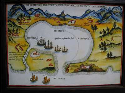 "Bản đồ cảng Đại Viên" do Pedro de Vera, một người Tây Ban Nha ở Manila đã vẽ vào năm 1626 dựa trên các thông tin thu thập được. Đến thế kỷ 18, người Tây Ban Nha tiếp tục vẽ lại, tạo nên bản đồ như ngày nay (Ảnh: Wikipidia)