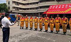 Đội tìm kiếm cứu nạn đặc biệt thuộc Cục Phòng cháy chữa cháy huyện Gia Nghĩa - đơn vị được phân công trực nhiệm vụ cứu trợ quốc tế trong tháng này, đã hoàn tất công tác chuẩn bị và luôn trong trạng thái sẵn sàng lên đường. (Ảnh: CNA)