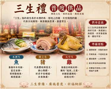 Lễ vật Tam Sinh cúng phổ độ (Nguồn ảnh AI)